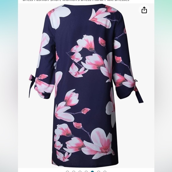 YOINS Woman Floral Blue Long Sleeve Round Neckline Size XS - Picture 4 of 11